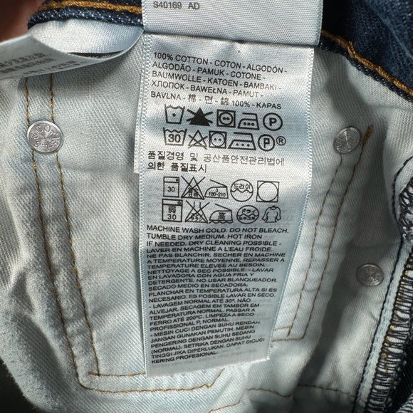 Levis 505 Straight Leg Jeans Mens Size 40X32 Dark Blue High Rise - Picture 7 of 13